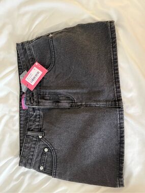 Edikted Black Washed Denim Mini Skirt